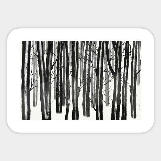 Winter forest landscape Sticker by colorandcolor